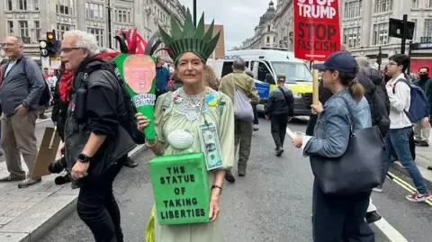 Numerous Protesters Gather in Downtown London to Challenge Donald Trump's Official UK Trip
